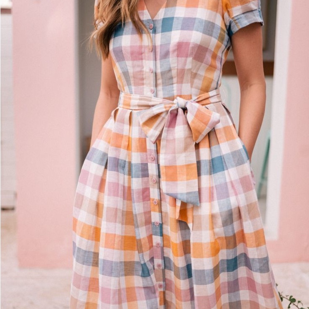 Gal Meets Glam Poppy Gingham Plaid Pink Dress size 0